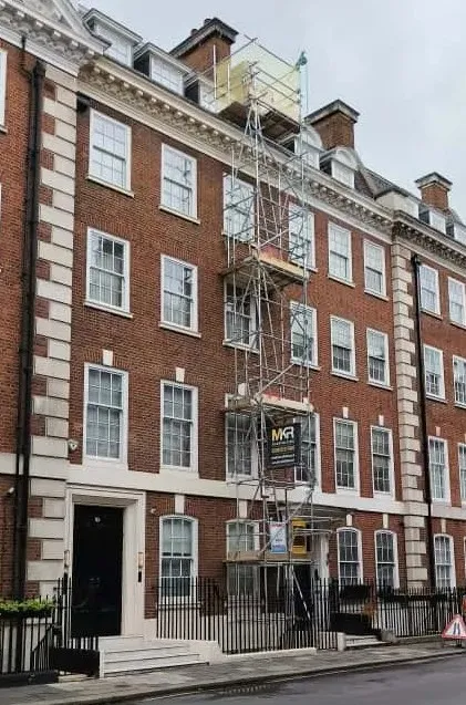 tower building with scaffolding